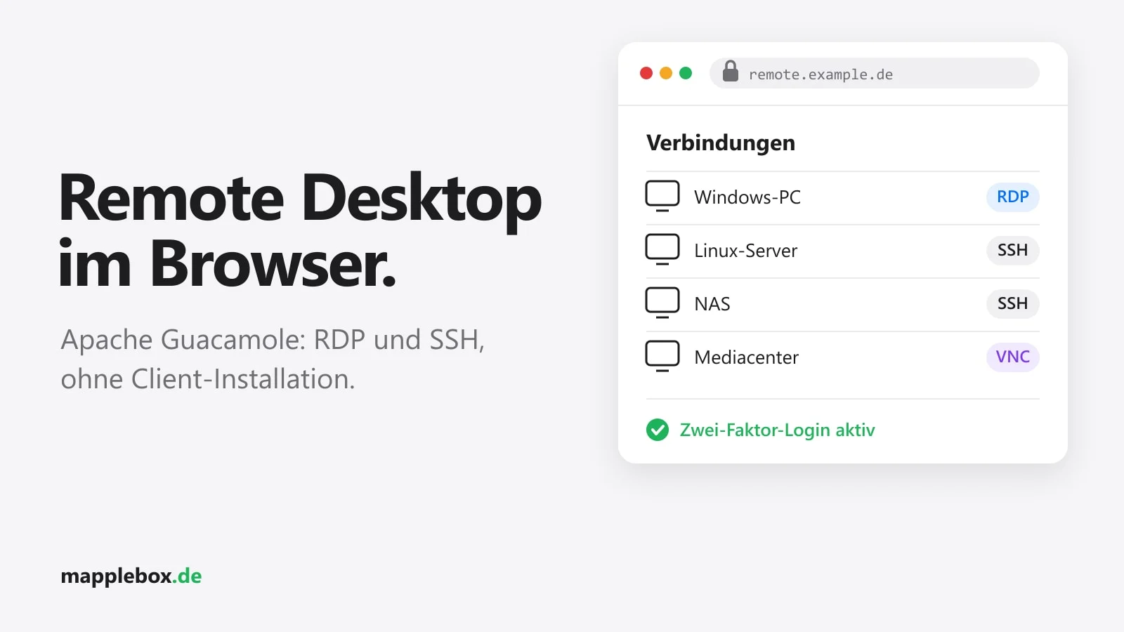 Apache Guacamole: Remote Desktop im Browser ohne Client-Software | MappleBox