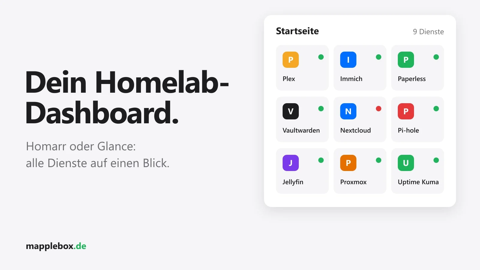Homelab-Dashboard einrichten: Homarr und Glance im Vergleich | MappleBox