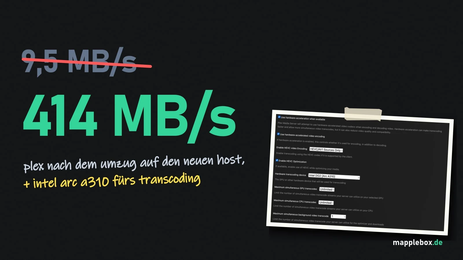 Plex Hardware-Transcoding mit Intel Arc A310 im Proxmox-LXC | MappleBox